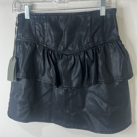 NWT ALL SAINTS Black Andy Coated Denim Skirt Size US 6 - Picture 15 of 16